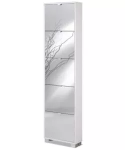 SCARPIERA BIANCA CON 5 ANTE A SPECCHIO, 50X18X190 CM